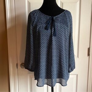 Sonoma Life + Style Geometric Tie Blouse